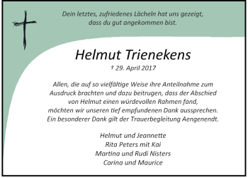 Traueranzeige von Helmut Trienekens von Rheinische Post