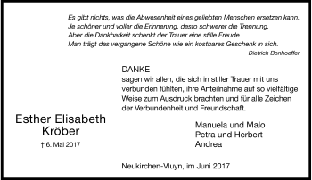 Traueranzeige von Esther Elisabeth Kröber von Rheinische Post