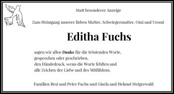 Traueranzeige von Editha Fuchs von Rheinische Post