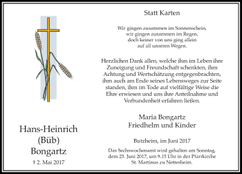 Traueranzeige von Hans-Heinrich Bongartz von Rheinische Post