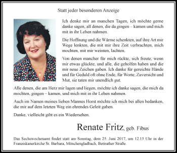 Traueranzeige von Renate Fritz von Rheinische Post