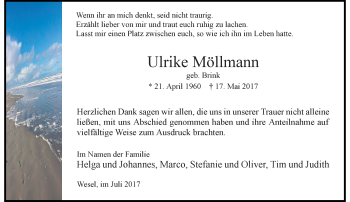 Traueranzeige von Ulrike Möllmann von Rheinische Post