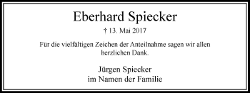 Traueranzeige von Eberhard Spiecker von Rheinische Post