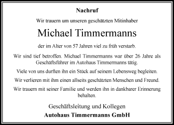 Traueranzeige von Michael Timmermanns von Rheinische Post