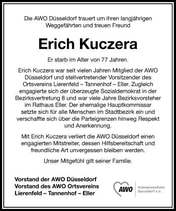 Traueranzeige von Erich Kuczera von Rheinische Post