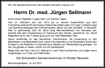 Traueranzeige von Jürgen Sellmann von Rheinische Post