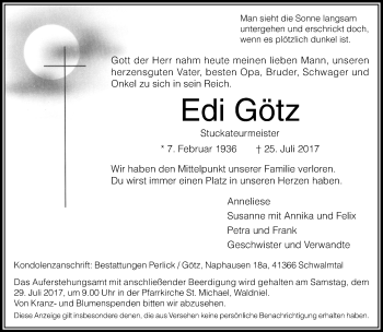 Traueranzeige von Edi Götz von Rheinische Post