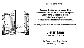 Traueranzeige von Dieter Tann von Rheinische Post