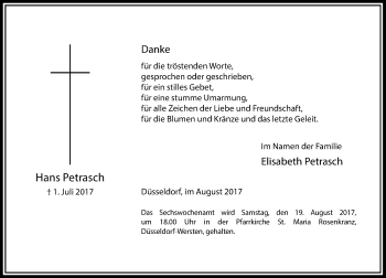 Traueranzeige von Elisabeth Petrasch von Rheinische Post