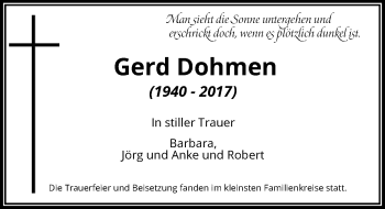 Traueranzeige von Gerd Dohmen von Rheinische Post