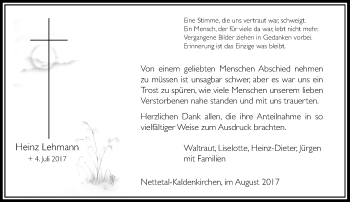 Traueranzeige von Heinz Lehmann von Rheinische Post