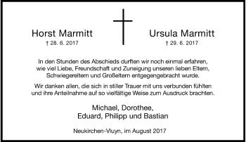 Traueranzeige von Horst Marmitt von Rheinische Post