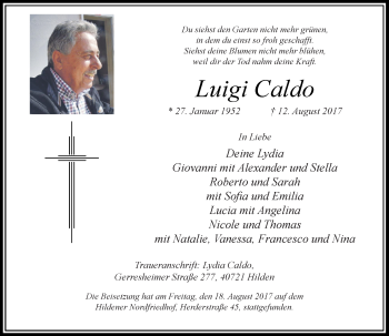 Traueranzeige von Luigi Caldo von Rheinische Post