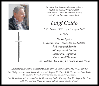 Traueranzeige von Luigi Caldo von Rheinische Post