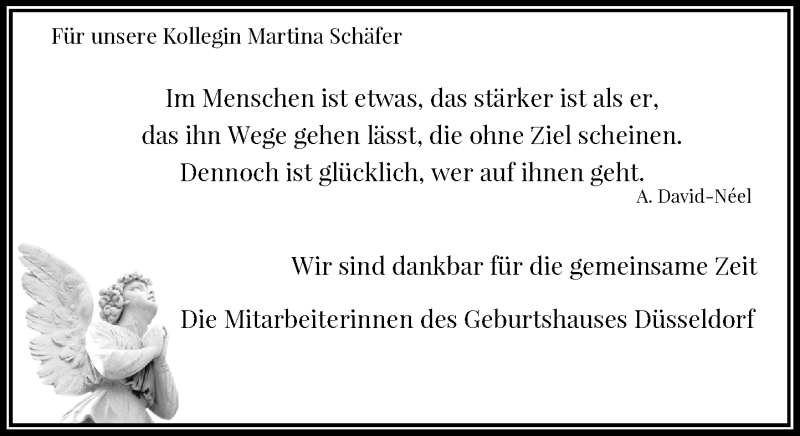  Traueranzeige für Martina Schäfer vom 15.08.2017 aus Rheinische Post