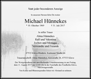 Traueranzeige von Michael Hünnekes von Rheinische Post