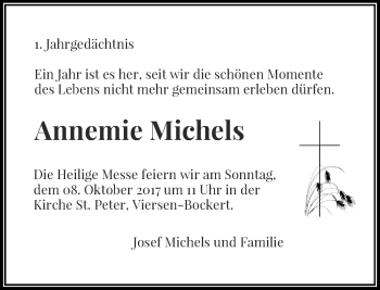 Traueranzeige von Annemie Michels von Rheinische Post