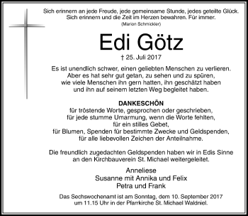 Traueranzeige von Edi Götz von Rheinische Post