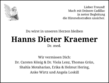 Traueranzeige von Hanns Dieter Kraemer von Rheinische Post