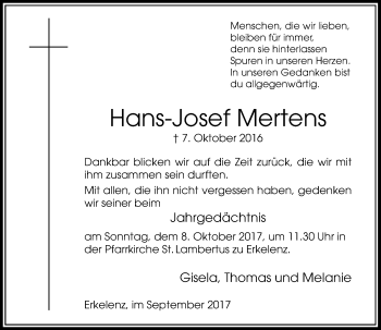 Traueranzeige von Hans-Josef Mertens von Rheinische Post