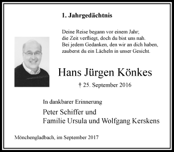 Traueranzeige von Hans Jürgen Könkes von Rheinische Post