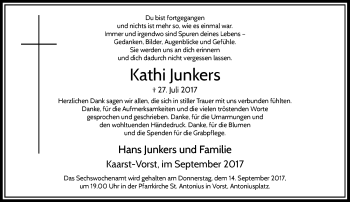 Traueranzeige von Kathi Junkers von Rheinische Post