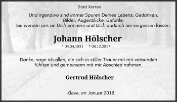 Traueranzeige von Johann Hölscher von Rheinische Post