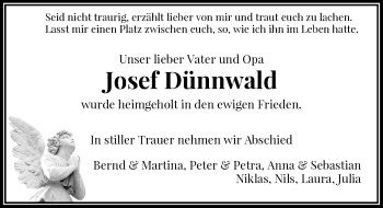 Traueranzeige von Josef Dünnwald von Rheinische Post