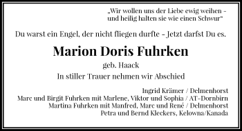 Traueranzeige von Marion Doris Fuhrken von Rheinische Post