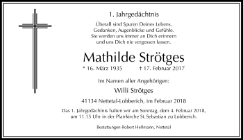 Traueranzeige von Mathilde Strötges von Rheinische Post