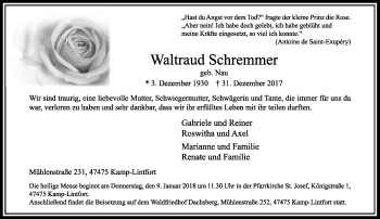 Traueranzeige von Waltraud Schremmer von Rheinische Post