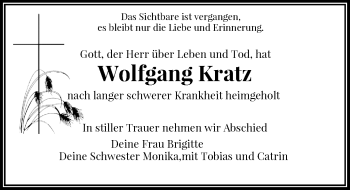 Traueranzeige von Wolfgang Kratz von Rheinische Post