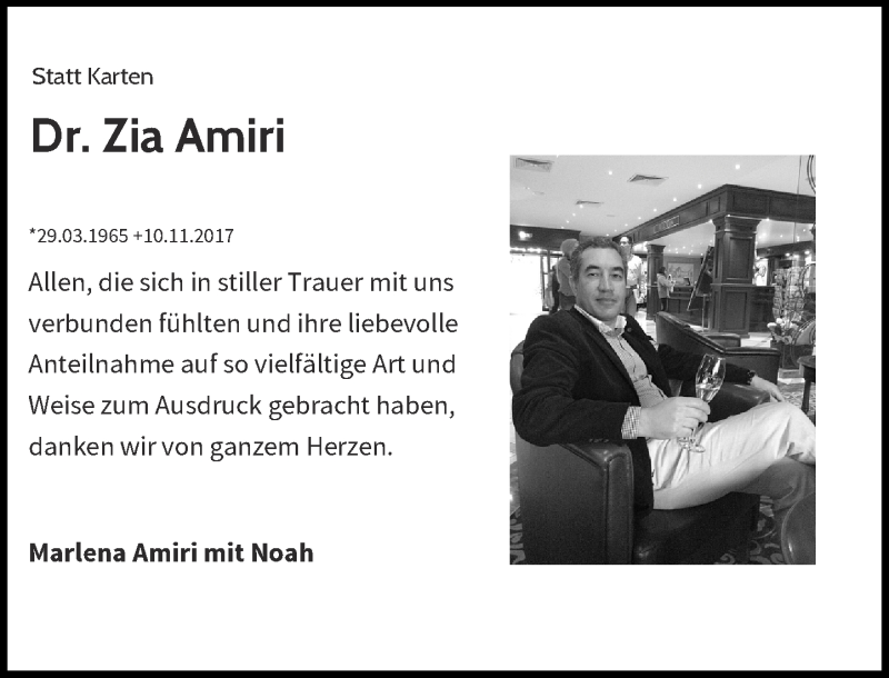  Traueranzeige für Zia Amiri vom 23.01.2018 aus Rheinische Post
