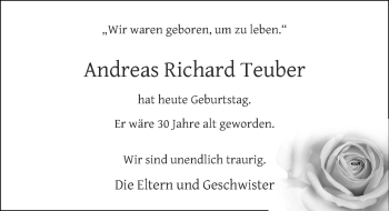 Traueranzeige von Andreas Richard Teuber von Rheinische Post