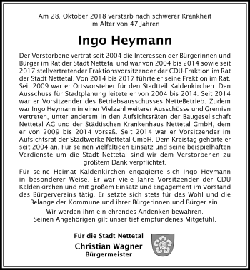 Traueranzeige von Ingo Heymann von Rheinische Post