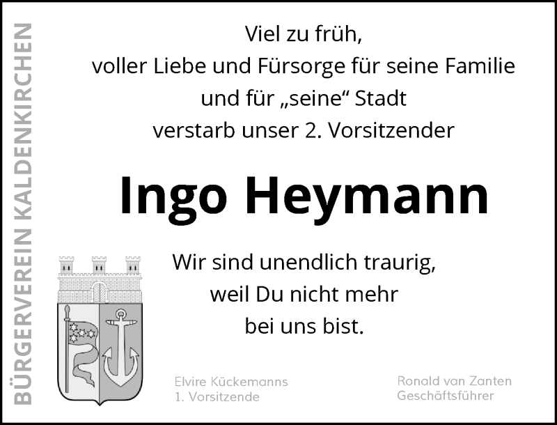  Traueranzeige für Ingo Heymann vom 01.11.2018 aus Rheinische Post
