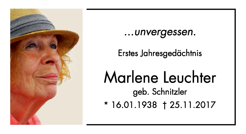  Traueranzeige für Marlene Leuchter vom 24.11.2018 aus Rheinische Post
