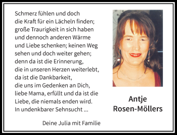 Traueranzeige von Antje Rosen-Möllers von Rheinische Post