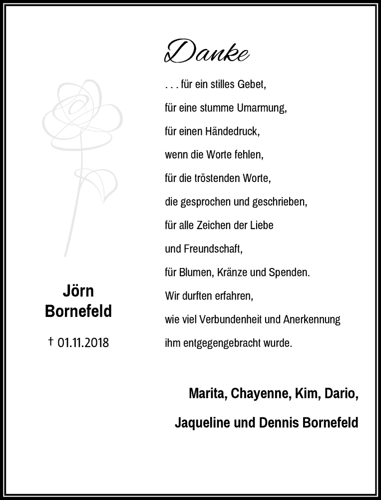  Traueranzeige für Jörn Bornefeld vom 14.12.2018 aus Rheinische Post
