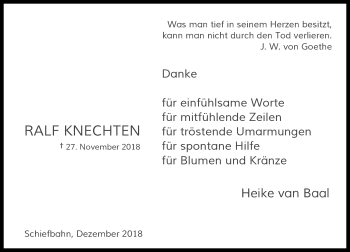 Traueranzeige von Ralf Knechten von Rheinische Post