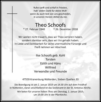 Traueranzeige von Theo Schoofs von Rheinische Post