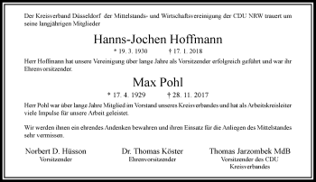 Traueranzeige von Hanns-Jochen und Max  von Rheinische Post