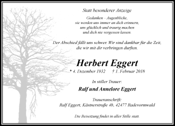 Traueranzeige von Herbert Eggert von Rheinische Post