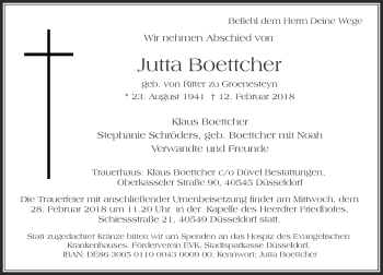 Traueranzeige von Jutta Boettcher von Rheinische Post