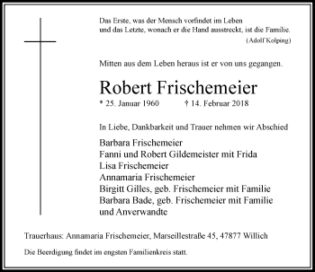 Traueranzeige von Robert Frischemeier von Rheinische Post