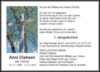Traueranzeige von Anni Clahsen von Rheinische Post