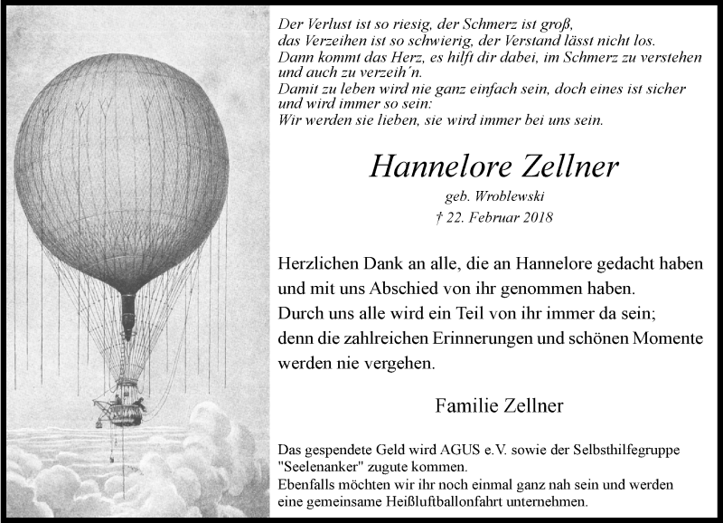  Traueranzeige für Hannelore Zellner vom 24.03.2018 aus Rheinische Post