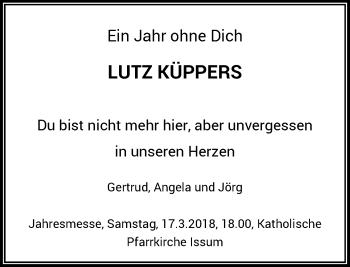 Traueranzeige von Lutz Küppers von Rheinische Post