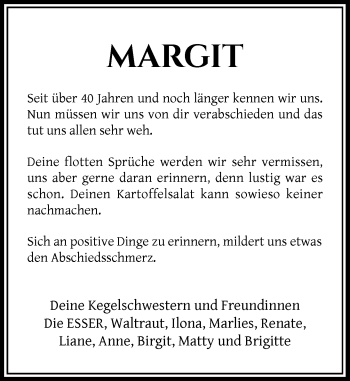 Traueranzeige von Margit  von Rheinische Post