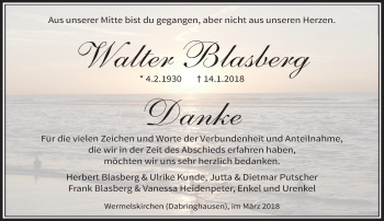 Traueranzeige von Walter Blasberg von Rheinische Post